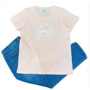 NWT J. Crew Pale Pink Crab Graphic Crewneck Tee - SIZE S
